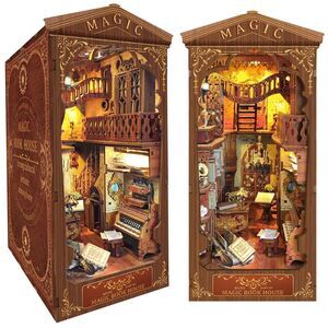 Book Nook Kit, Diy Miniature Doolhouse Booknook Kit, 3D Wooden Puzzle Bookend B